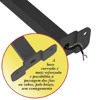 10 Suportes Refletor Base Reta Braço 60 Cm 10 Cjts - Preto - 2