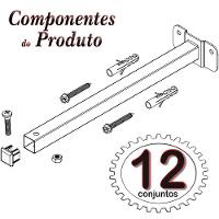 12 Suportes Refletor Base Reta Braço 60 Cm 12 Cjts - Branco - 10