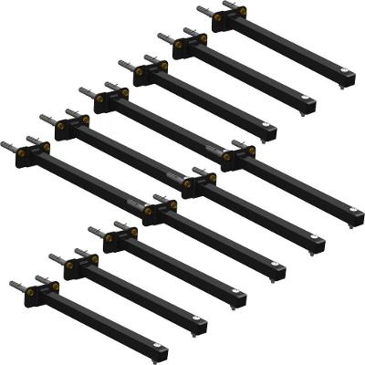 12 Suportes Refletor Base Reta Braço 60 Cm 12 Cjts - Preto