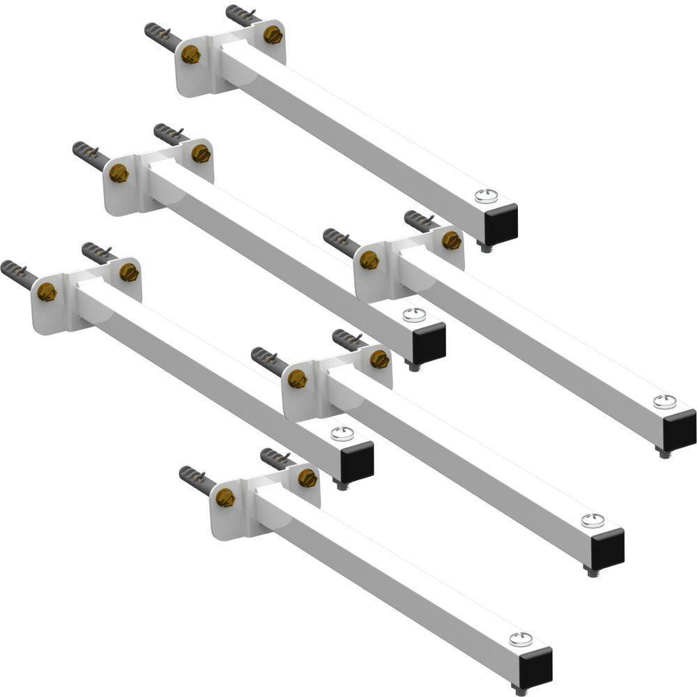 06 Suportes Refletor Base Reta Braço 40 Cm 6 Cjts - Branco - 10