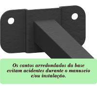 03 Suportes Refletor Base Reta Braço 40 Cm 3 Cjts - Preto