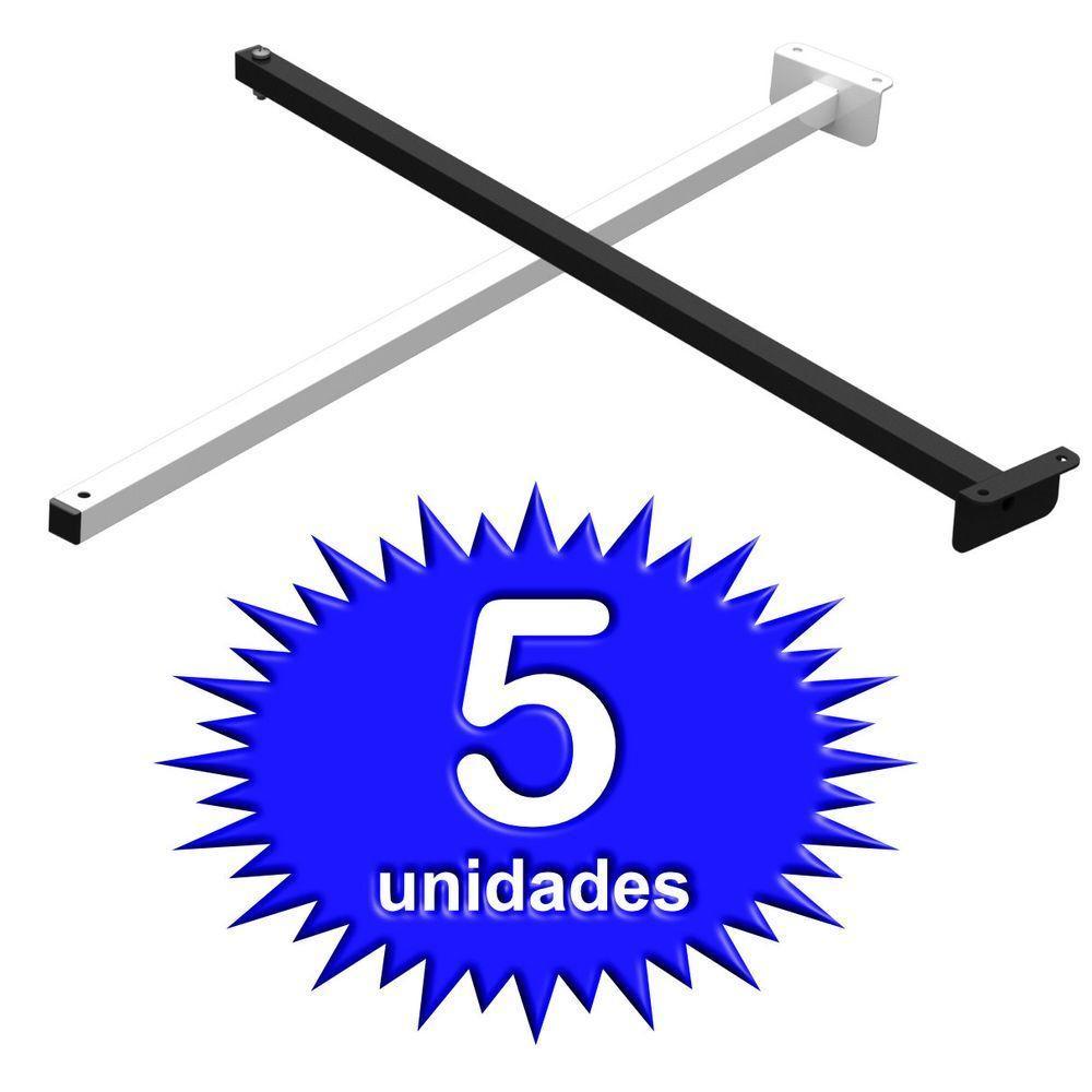 5 Suportes Refletor Fachada Banner Braço 100 Cm 05 Cjt - Branco - 3