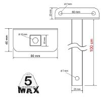 5 Suportes Refletor Fachada Banner Braço 100 Cm 05 Cjt - Branco - 6