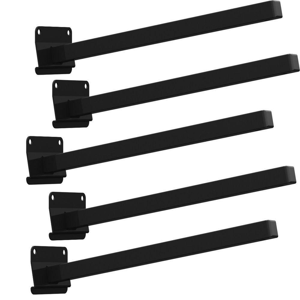 05 Suportes Refletor Base Inclinada Braço 20 Cm 05 Cj - Preto - 1