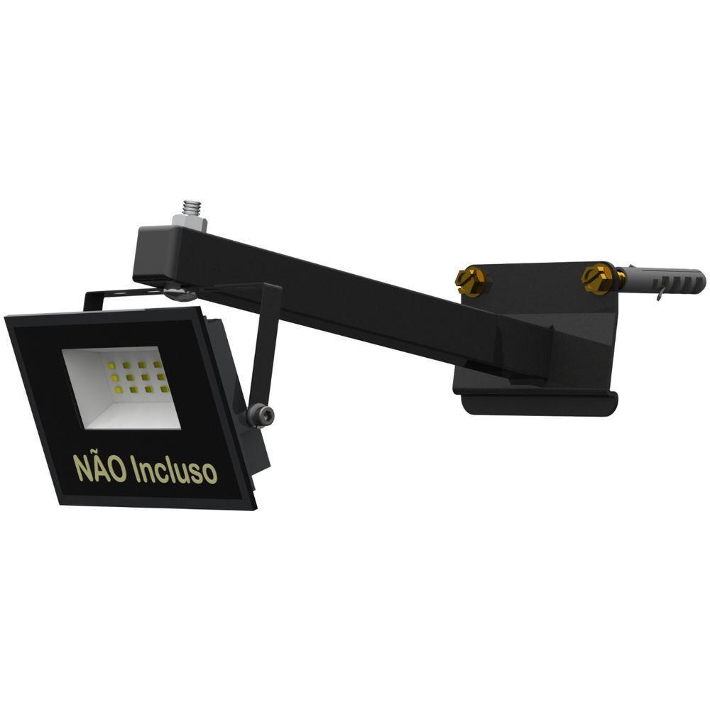 Suporte Refletor Parede Braço Inclinado 20 Cm - Preto - 6