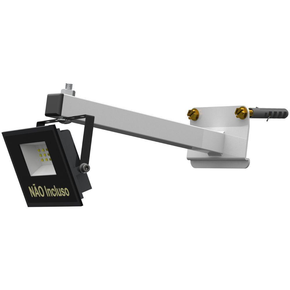 Suporte Refletor Inclinado Parede Braço 20 Cm Branco - 4