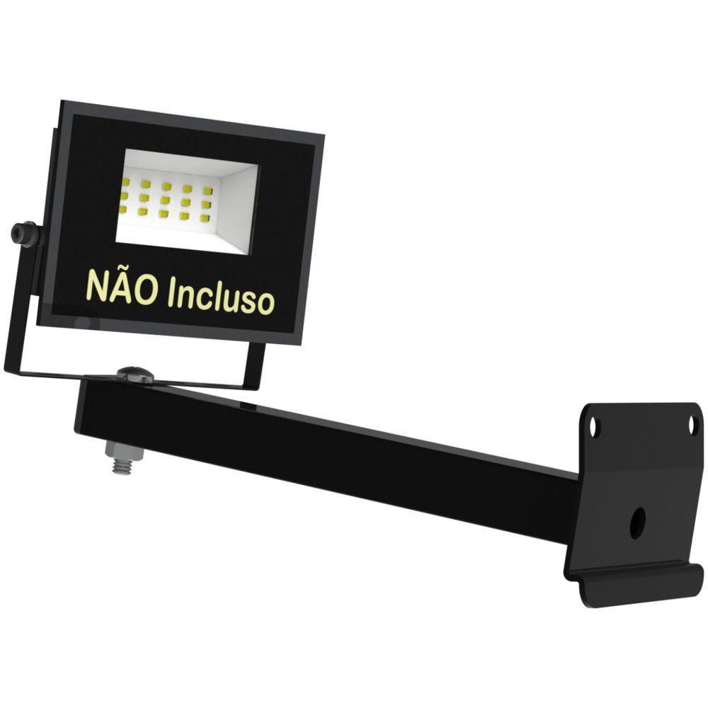 Suporte Refletor Inclinado Parede Braço 20 Cm Preto - 6