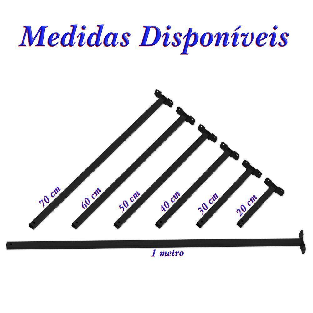 Suporte Refletor Base Reta Braço 20 Cm - Preto - 8