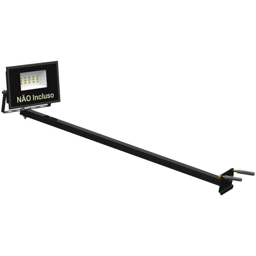 Suporte Refletor Inclinado Parede Braço 70 Cm Preto - 7