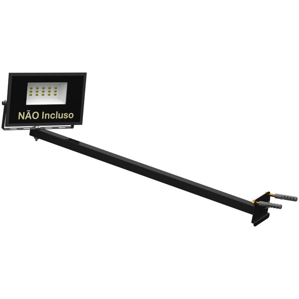 Suporte Refletor Inclinado Parede Braço 60 Cm Preto - 9