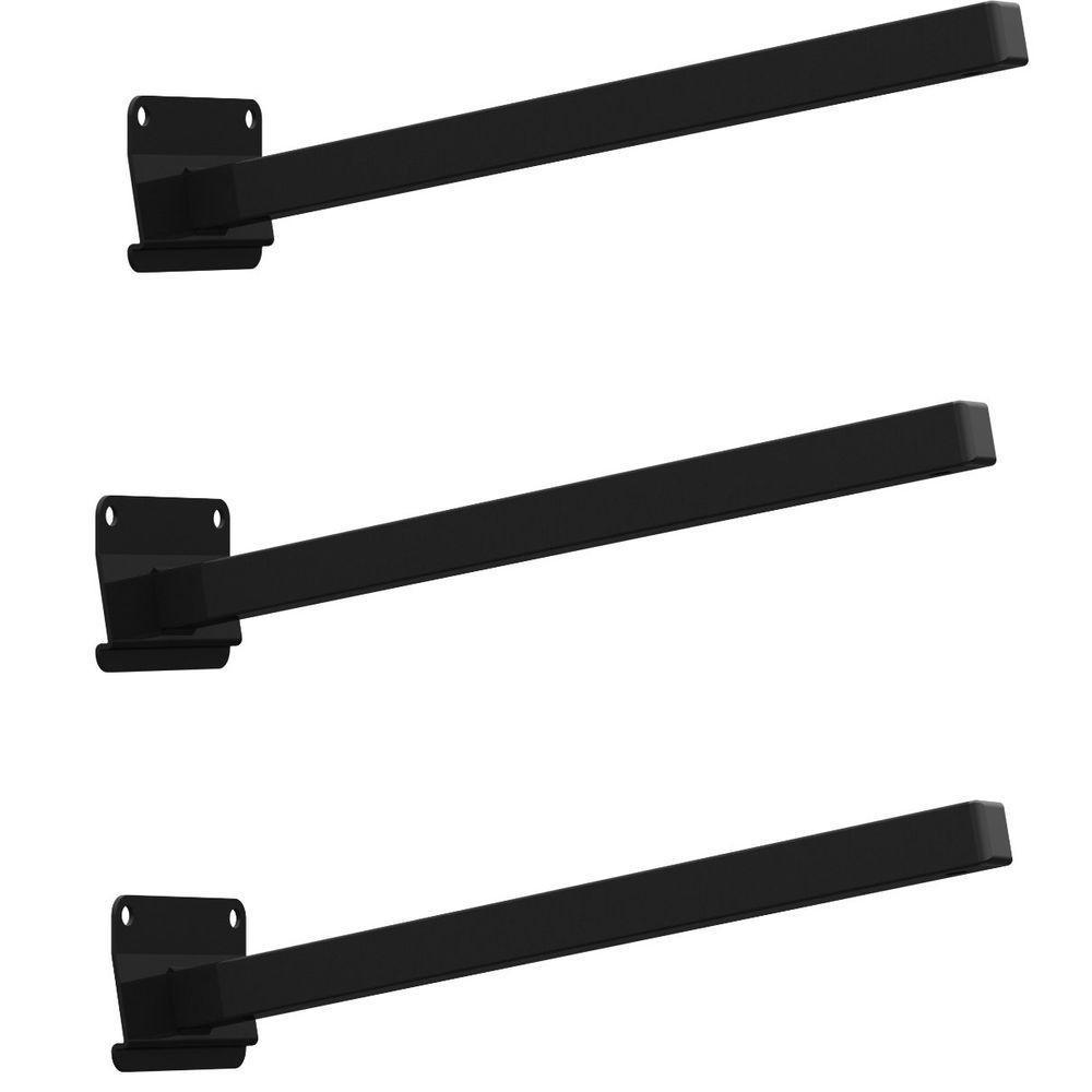 03 Suportes Refletor Base Inclinada Braço 50 Cm 03 Cj - Preto - 1