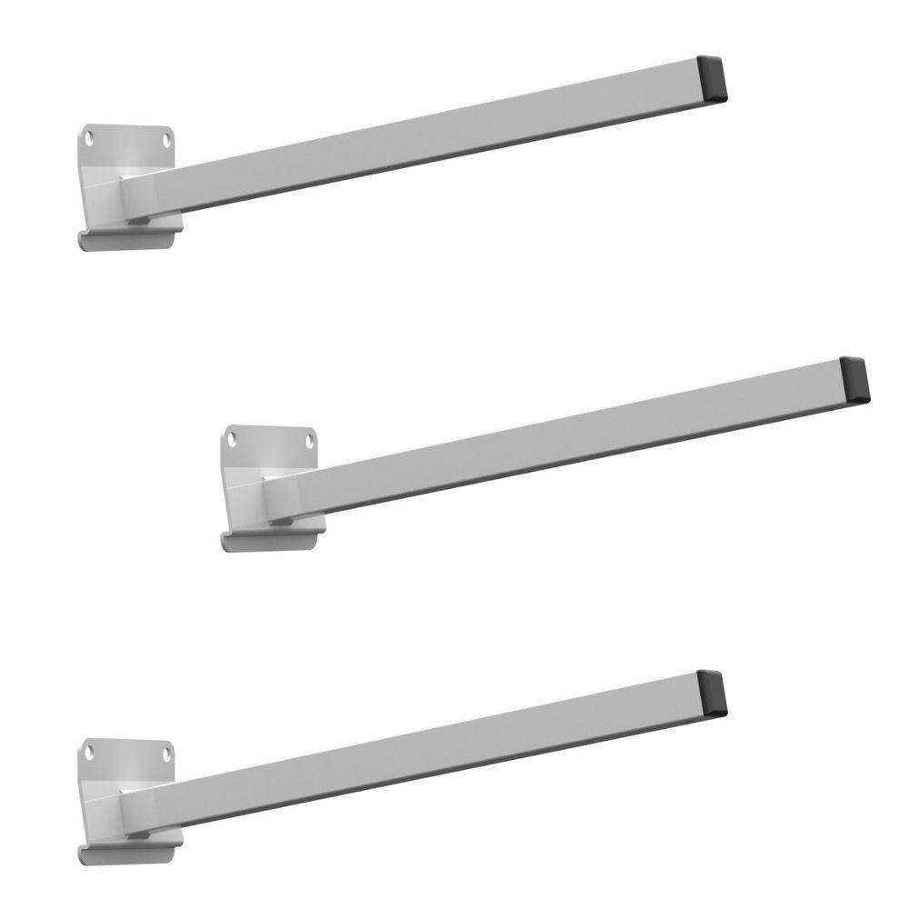 03 Suportes Refletor Base Inclinada Braço 50 Cm 03 Cj - Branco - 1