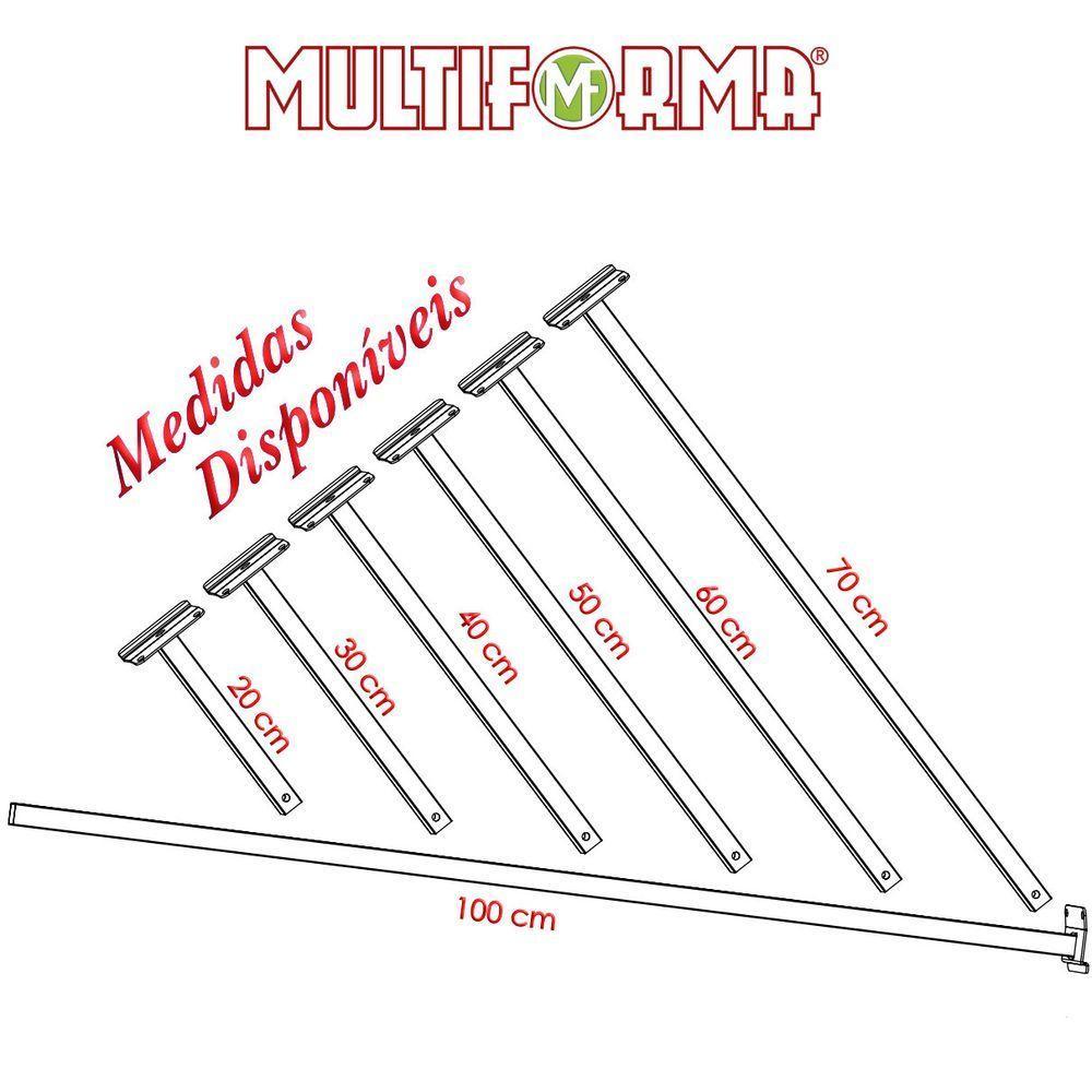 03 Suportes Refletor Base Inclinada Braço 40 Cm 03 Cj - Branco - 7