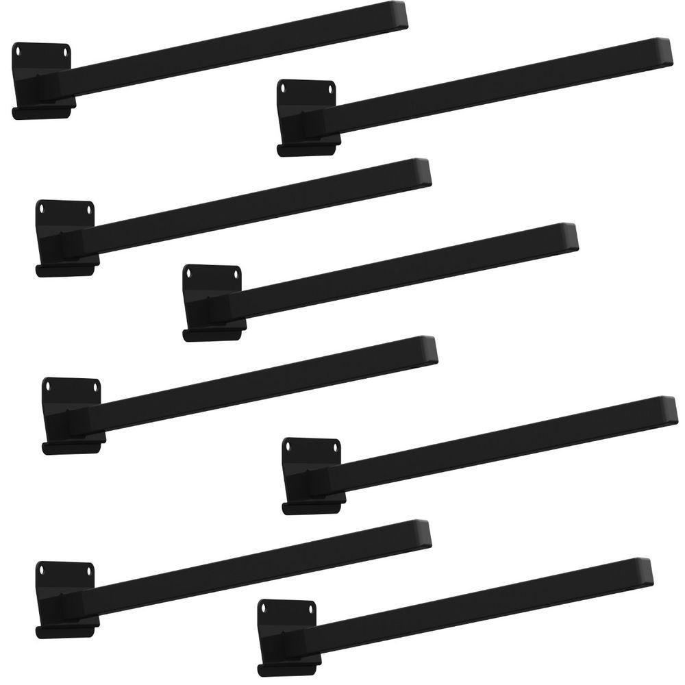 08 Suportes Refletor Base Inclinada Braço 30 Cm 08 Cj - Preto - 1