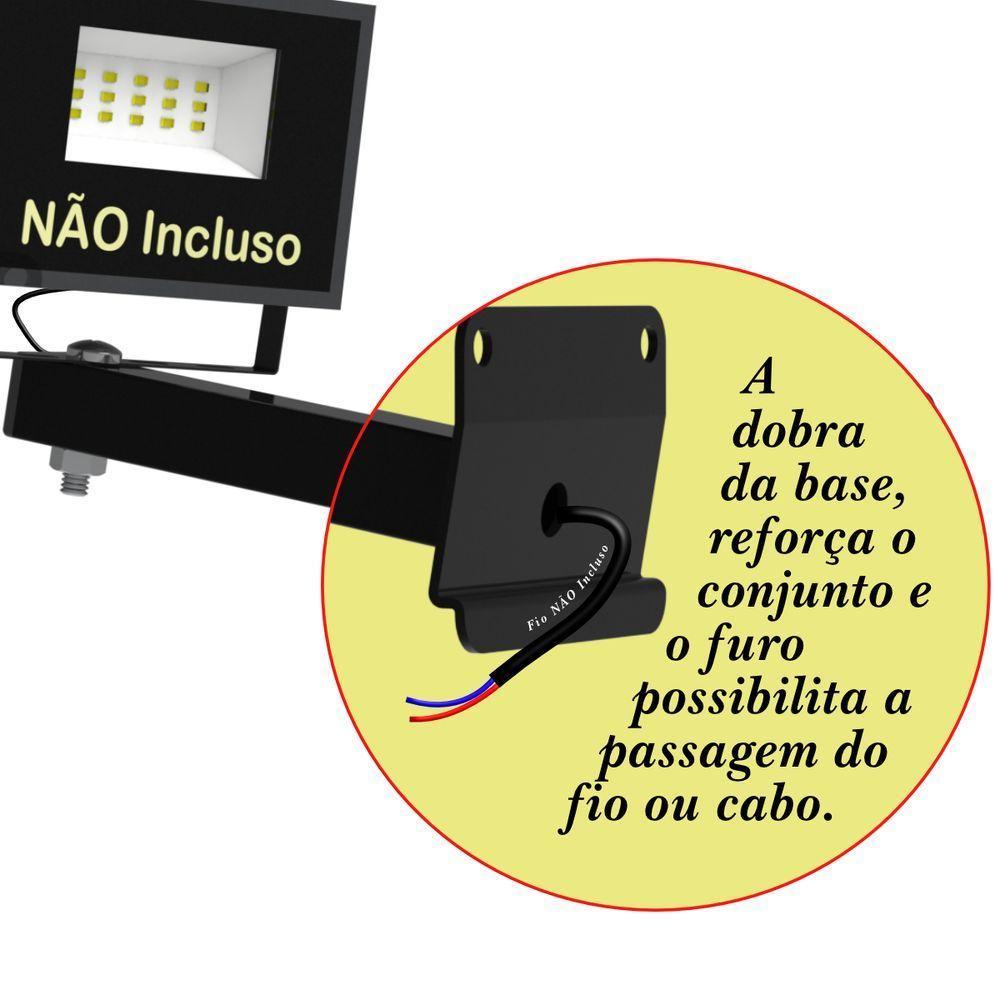 Suporte Refletor Inclinado Parede Braço 40 Cm Preto - 7
