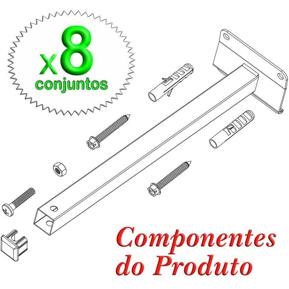08 Suportes Refletor Base Inclinada Braço 30 Cm 08 Cj - Branco - 4