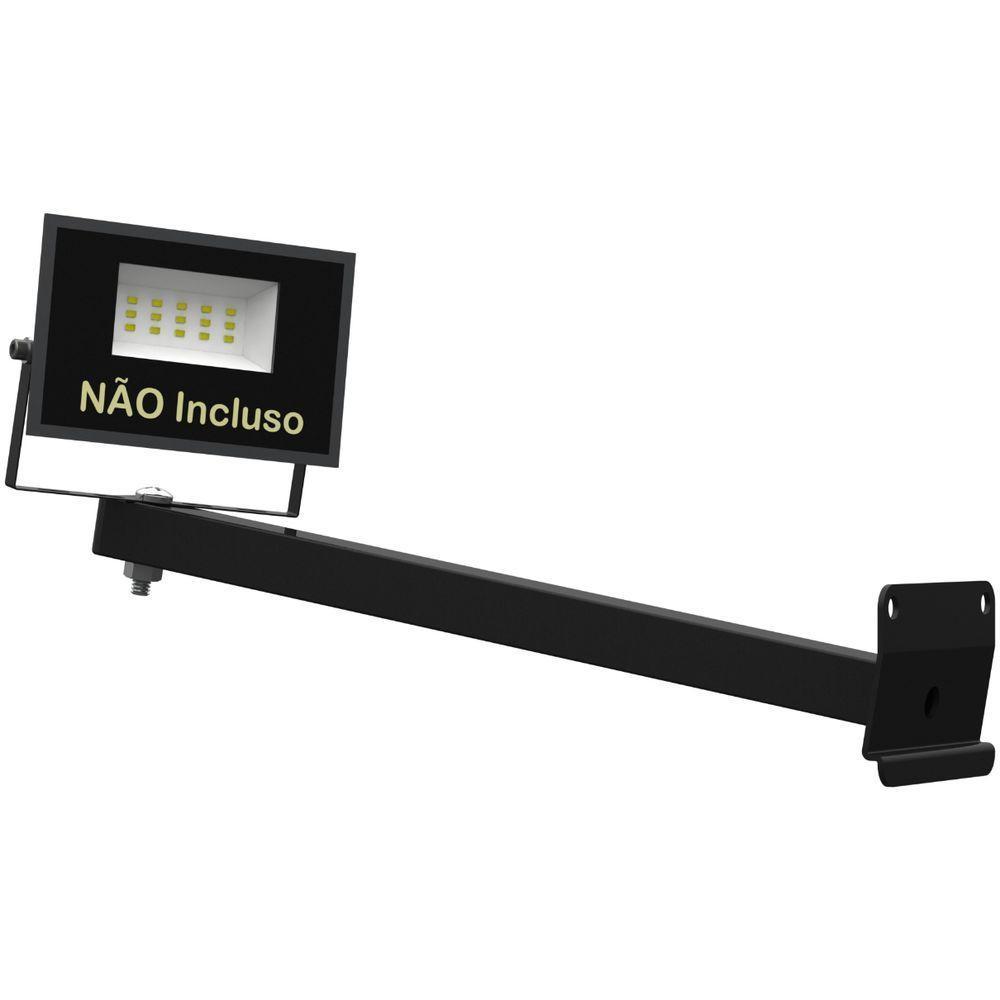 Suporte Refletor Inclinado Parede Braço 30 Cm - Preto - 2