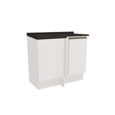 Balcão De Cozinha Canto Reto Maxxi G748 1 Porta C/ Tampo Branco/preto Brilho - Kappesberg