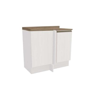 Balcão De Cozinha Canto Reto Maxxi G748 1 Porta C/ Tampo Branco/nogal - Kappesberg