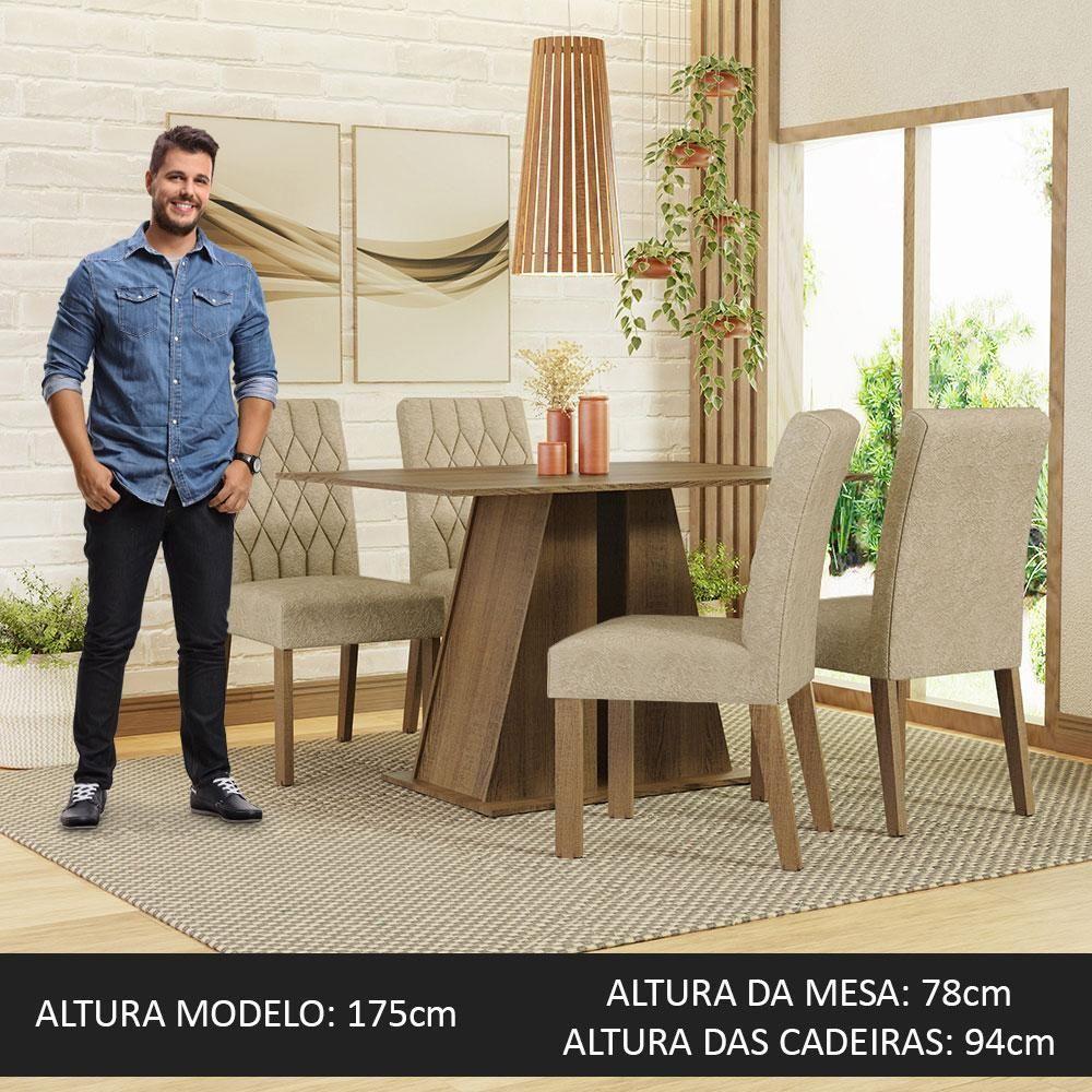 Conjunto Sala De Jantar Mesa Tampo De Madeira 4 Cadeiras Rustic/imperial Gisele Madesa - 6