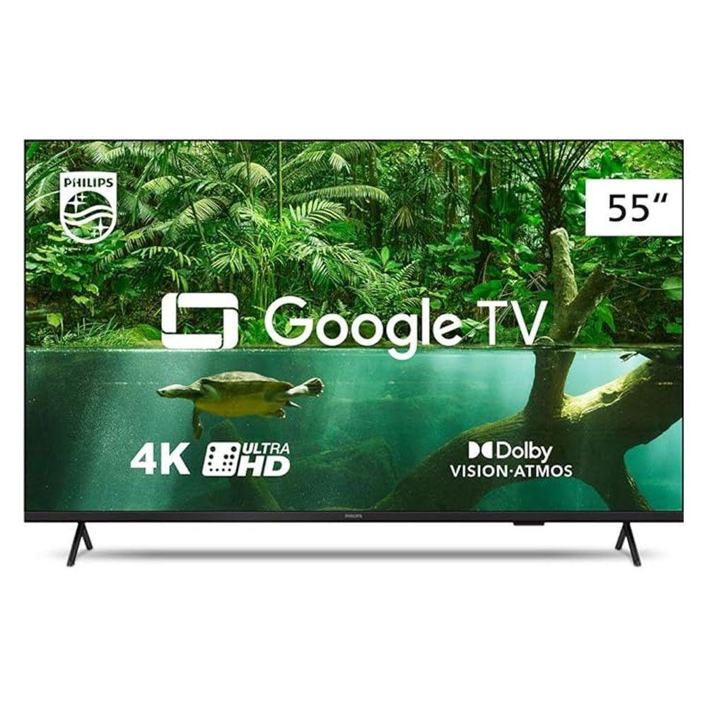 Tv Philips 55 Polegadas 55pug7408/78 4k Google Tv Wifi 5g Com Voz Bluetooth Dolby Atmos Preto Bivolt - 1