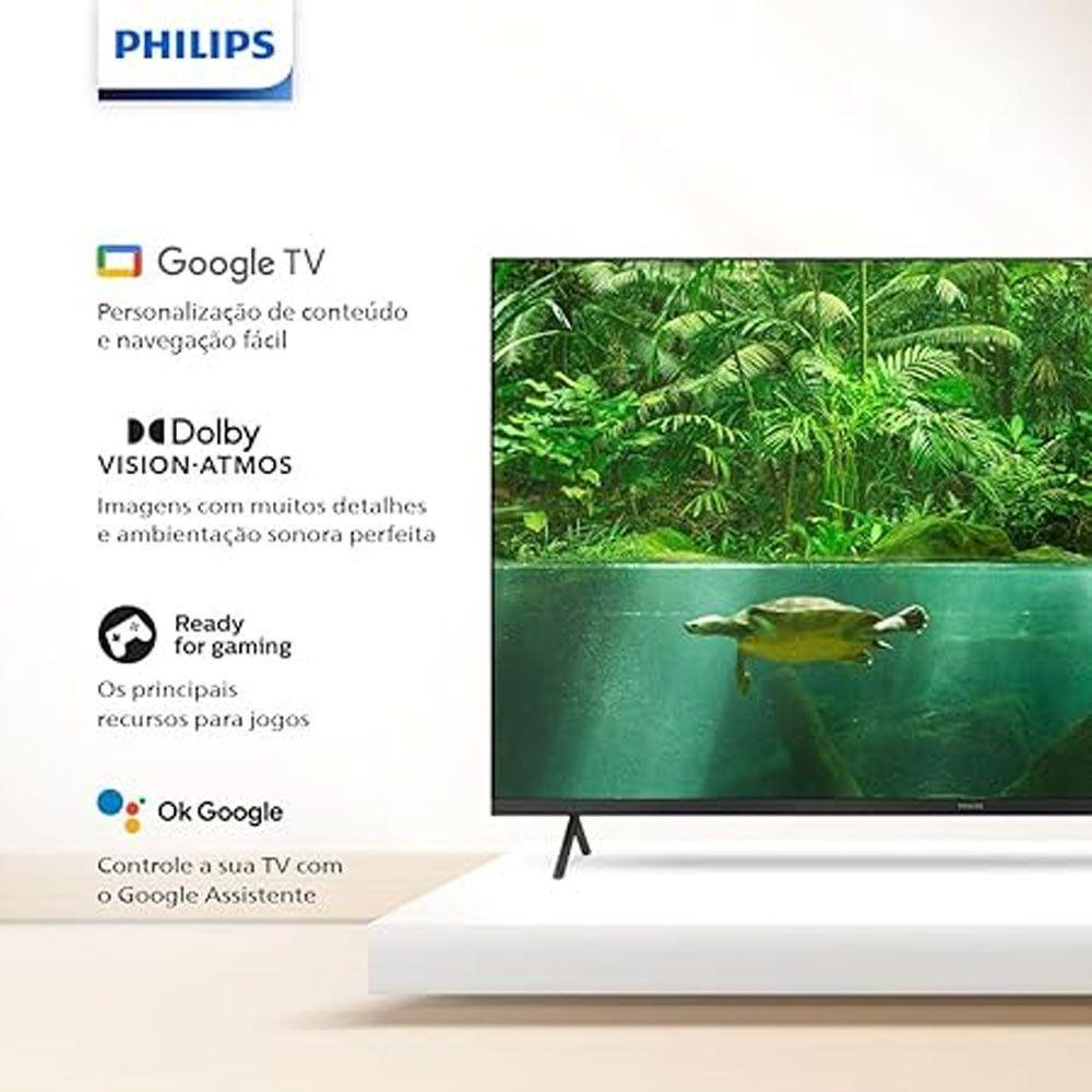 Tv Philips 55 Polegadas 55pug7408/78 4k Google Tv Wifi 5g Com Voz Bluetooth Dolby Atmos Preto Bivolt - 2