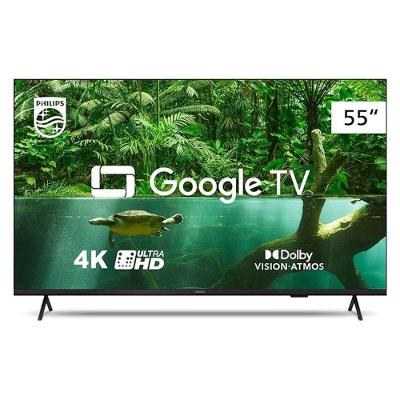 Tv Philips 55 Polegadas 55pug7408/78 4k Google Tv Wifi 5g Com Voz Bluetooth Dolby Atmos Preto Bivolt