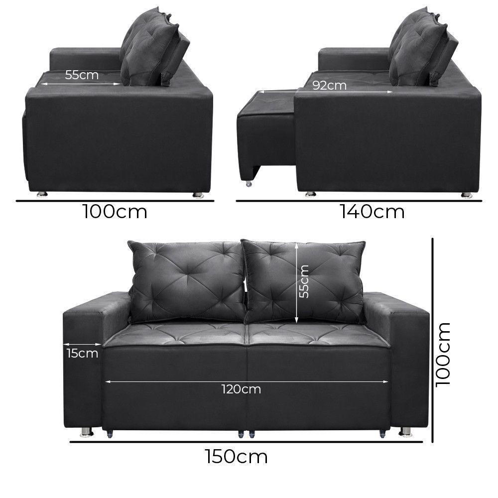 Sofá Retrátil E Reclinável 2 Lugares Bariloche Suede Cinza Speciale Home Cinza - 4