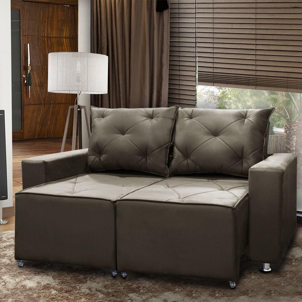 Sofá Retrátil E Reclinável 2 Lugares Bariloche 1.50cm Suede Com Molas Speciale Home Marrom - 2