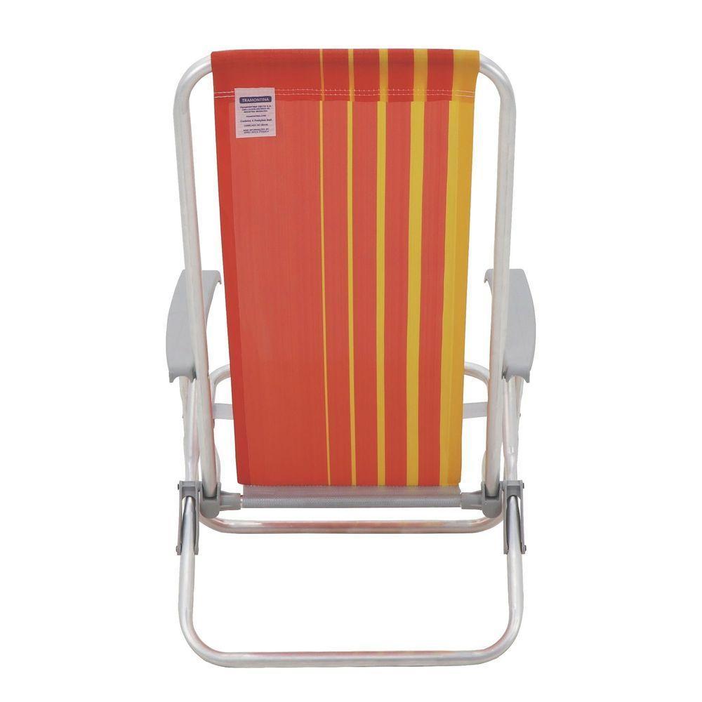 Cadeira De Praia Reclinável Bali Baixa Em Alumínio Com Assento Laranja E Amarelo - 6