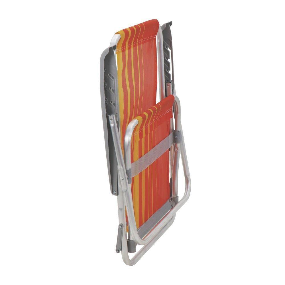 Cadeira De Praia Reclinável Bali Baixa Em Alumínio Com Assento Laranja E Amarelo - 10