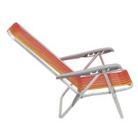 Cadeira De Praia Reclinável Bali Baixa Em Alumínio Com Assento Laranja E Amarelo - 2