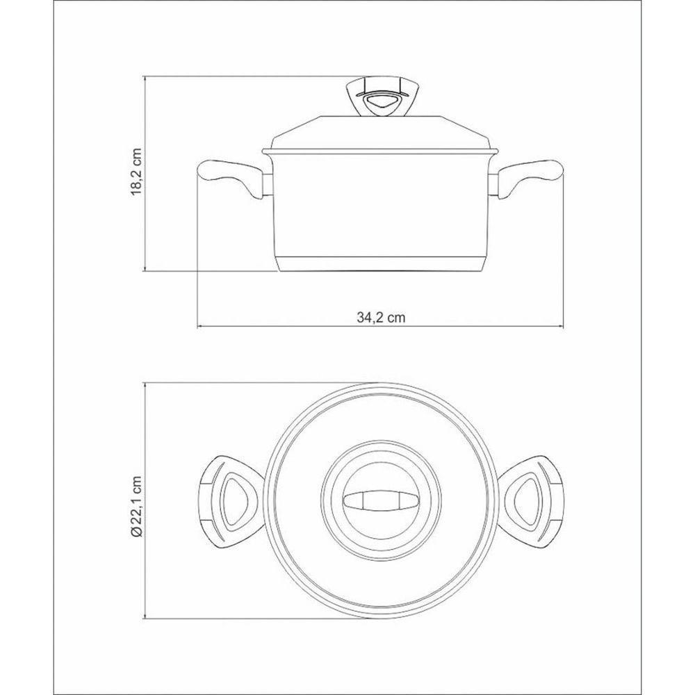 Caçarola Solar Baquelite Funda Em Aço Inox Fundo Triplo Com Tampa Alças De Baquelite 20 C - 7