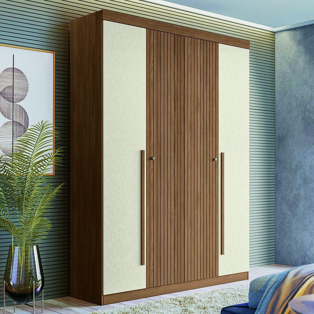Guarda Roupa Solteiro 4 Portas Flex Buriti Santos Andirá Jatoba/areia - 1
