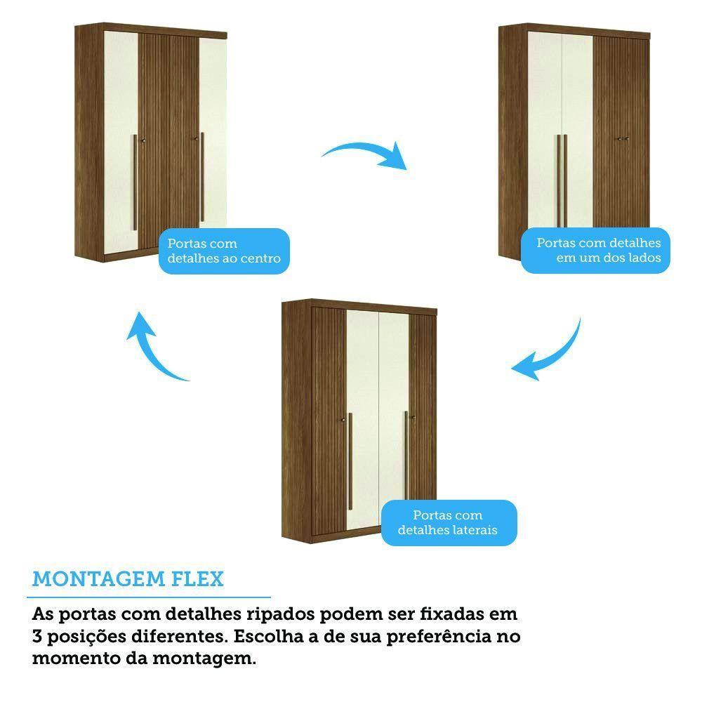 Guarda Roupa Solteiro 4 Portas Flex Buriti Santos Andirá Jatoba/areia - 7
