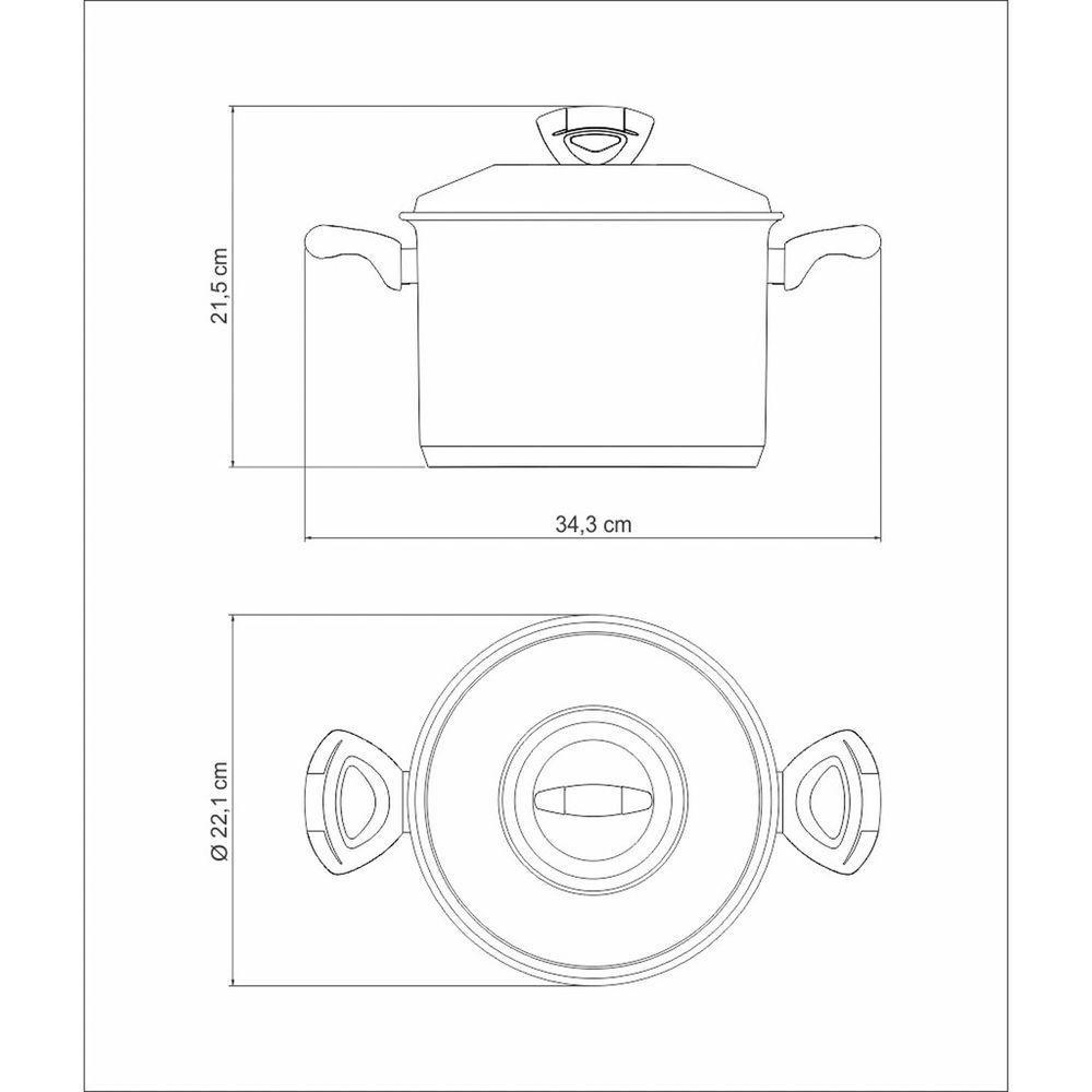 Caldeirão Solar Baquelite Em Aço Inox Fundo Triplo Com Tampa Alças De Baquelite 20 Cm 4,6 - 8