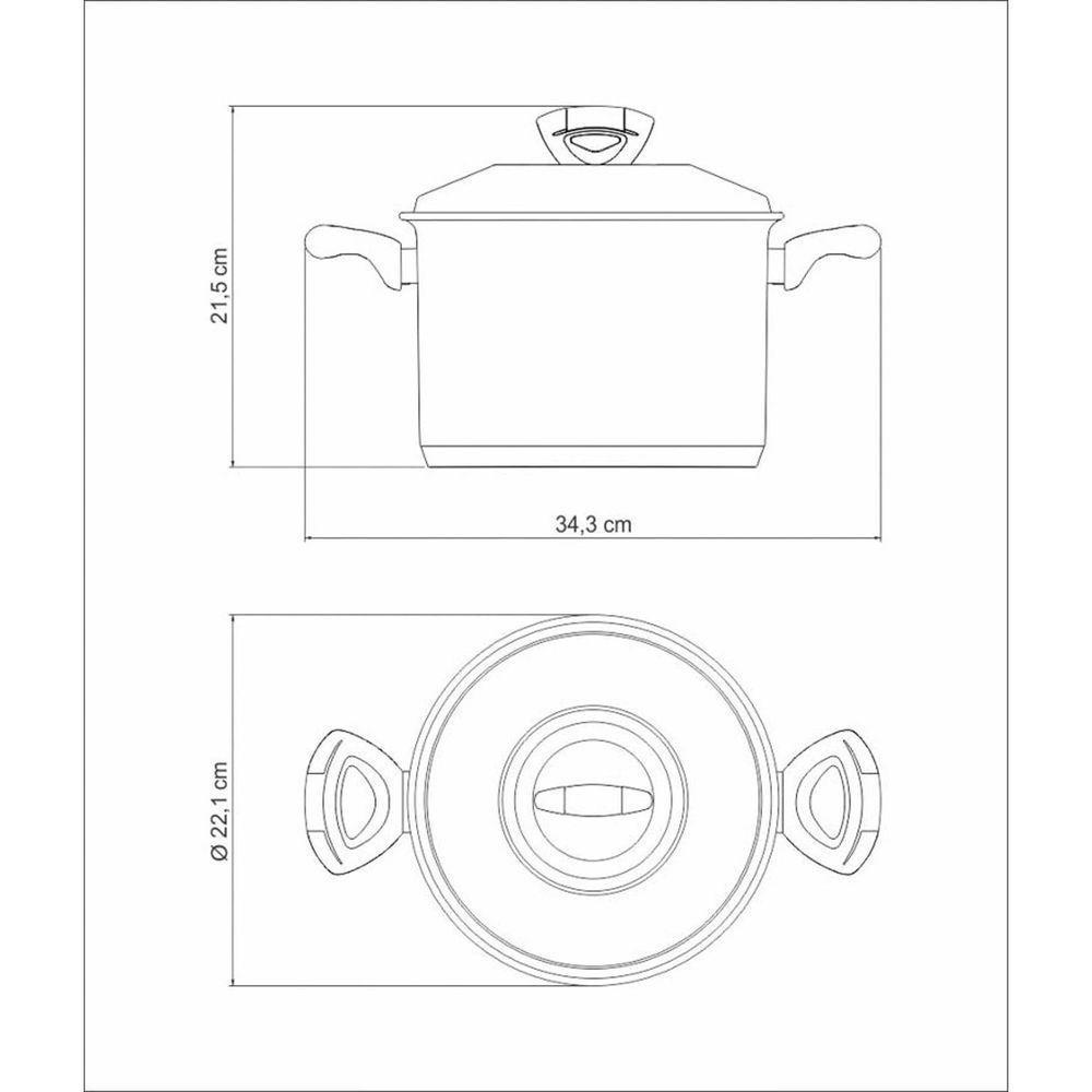 Caldeirão Solar Baquelite Em Aço Inox Fundo Triplo Com Tampa Alças De Baquelite 20 Cm 4,6 - 9