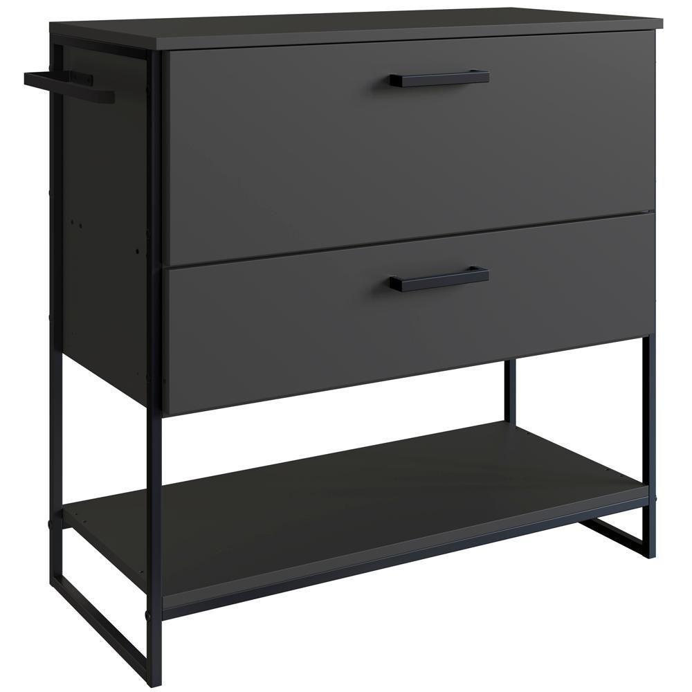 Gabinete Banheiro Industrial 80 Cm 1028 Grafite Aço Preto Pp Grafite Preto - 1