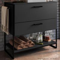 Gabinete Banheiro Industrial 80 Cm 1028 Grafite Aço Preto Pp Grafite Preto - 8