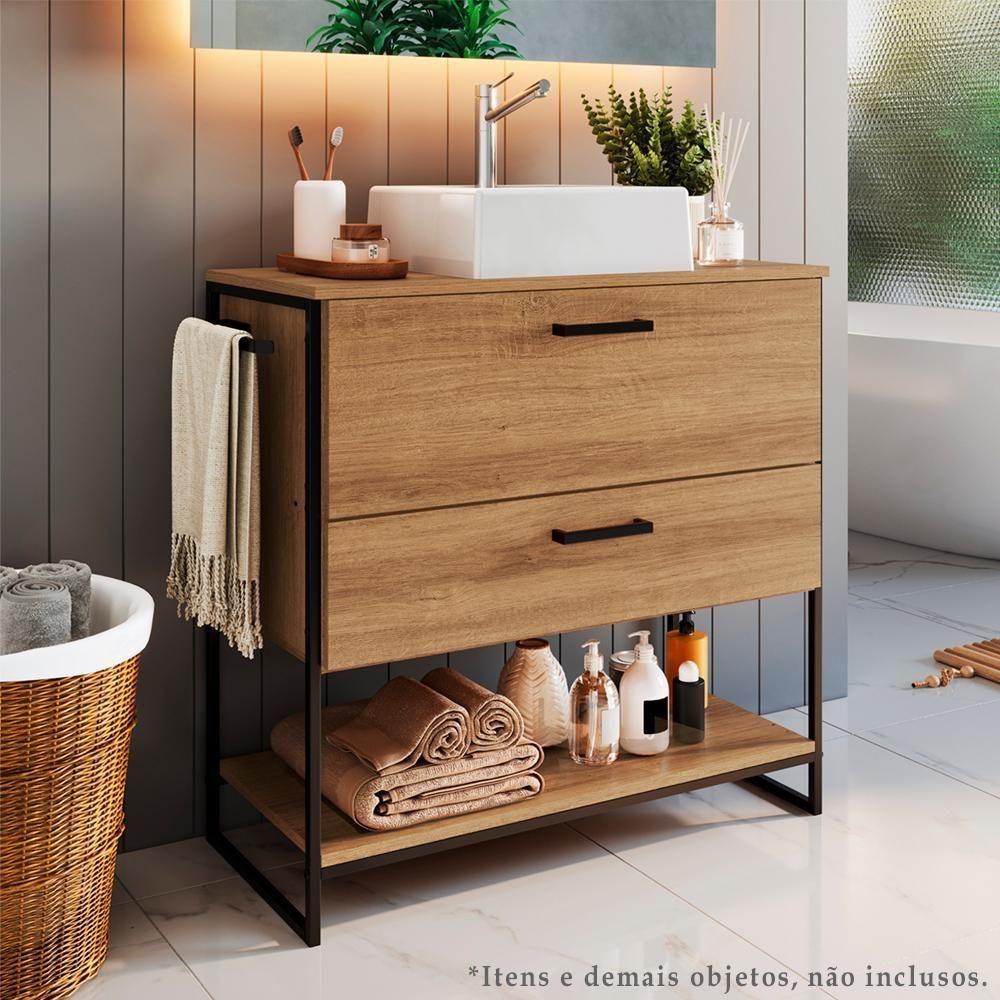 Gabinete E Cuba Banheiro Industrial 80 Cm Pt Gav 1028x94101 Mell Branco Pp Mell Branco - 4