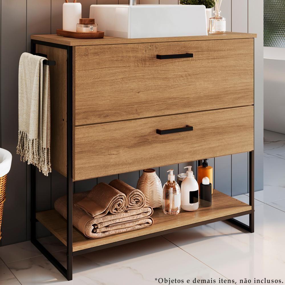 Gabinete E Cuba Banheiro Industrial 80 Cm Pt Gav 1028x94101 Mell Branco Pp Mell Branco - 6