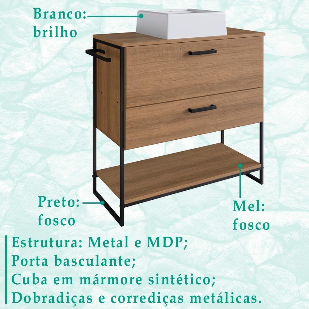 Gabinete E Cuba Banheiro Industrial 80 Cm Pt Gav 1028x94101 Mell Branco Pp Mell Branco - 8