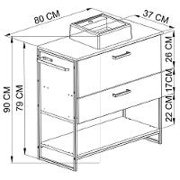 Gabinete E Cuba Banheiro Industrial 80 Cm Pt Gav 1028x94101 Mell Branco Pp Mell Branco - 7