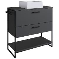 Gabinete E Cuba Banheiro Industrial 80 Cm Pt Gav 1028x94101 Grafite Branco Pp Grafite Branco - 1