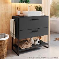 Gabinete E Cuba Banheiro Industrial 80 Cm Pt Gav 1028x94101 Grafite Branco Pp Grafite Branco - 3