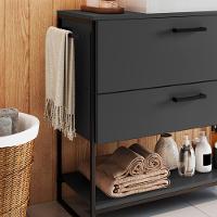 Gabinete E Cuba Banheiro Industrial 80 Cm Pt Gav 1028x94101 Grafite Branco Pp Grafite Branco