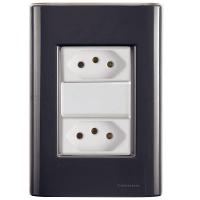 Cj Duas Tomadas Dupla 20a Giz Grafite Tramontina Completo Pronto Tramontina - 1