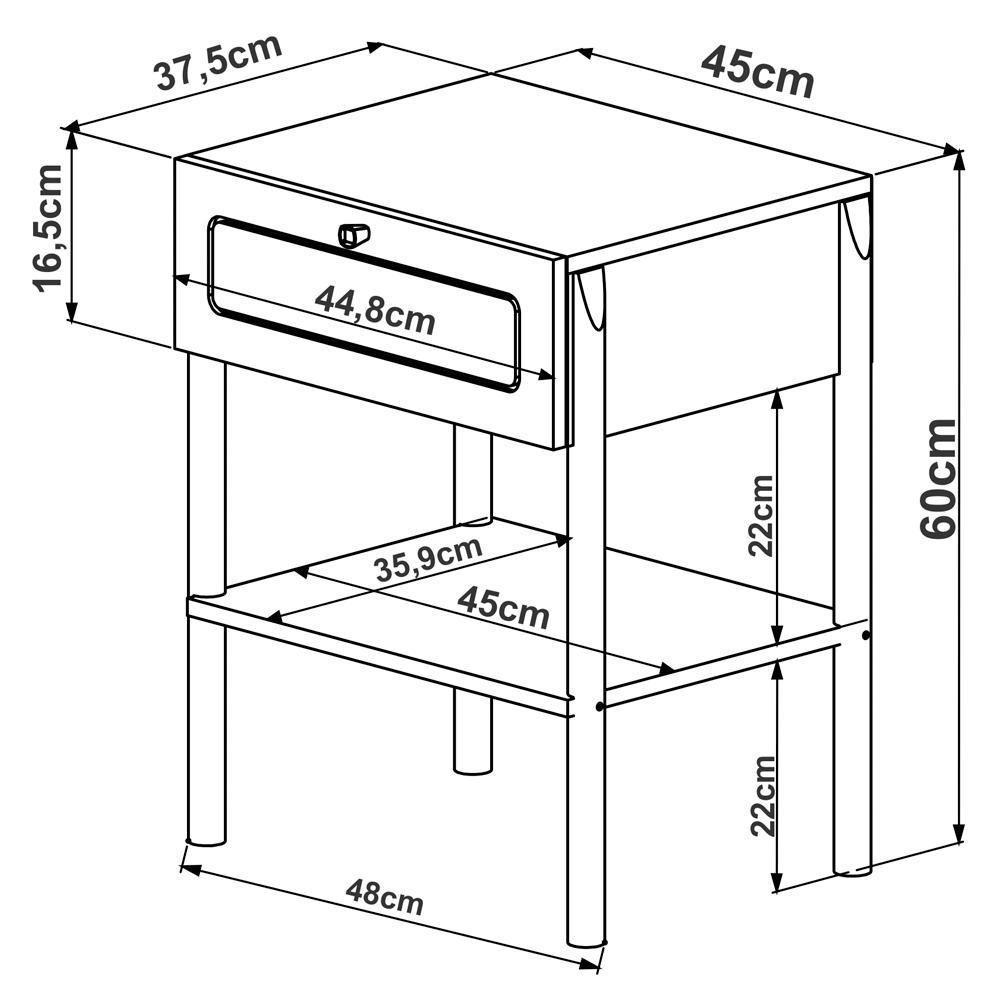 Mesa De Cabeceira 1 Gaveta Palhinha 27932 Linha Oslo Nero Artesano Nero - 6