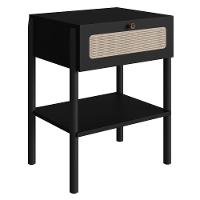 Mesa De Cabeceira 1 Gaveta Palhinha 27932 Linha Oslo Nero Artesano Nero - 1