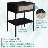 Mesa De Cabeceira 1 Gaveta Palhinha 27932 Linha Oslo Nero Artesano Nero - 2